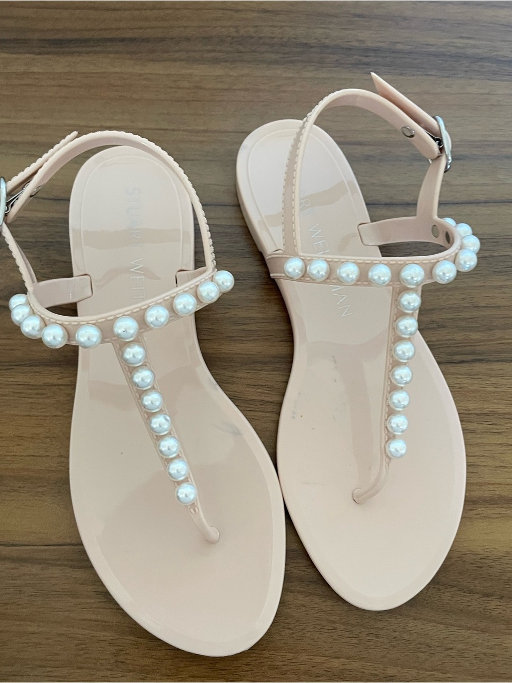STUART WEITZMAN Goldie Pearl Jelly Sandals Size 7 Nude Blush - Picture 8 of 15